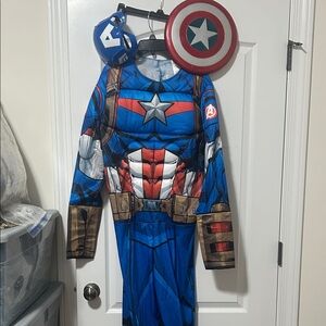Marvel Captain America Costume - Blue, Red, White, Brown